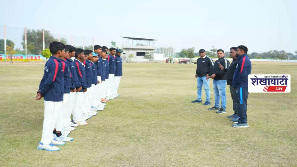 National school cricket tournament opening preparations in Sikar stadium