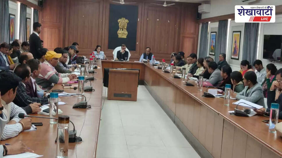 Sikar collector Mukul Sharma chairing weekly review meeting