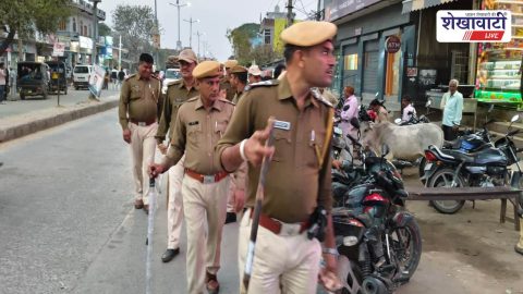 Udaipurwati police flag march in main market area