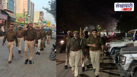 Jhunjhunu police flag march ahead of Holi festival