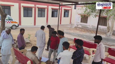 Accident scene in Rajaldesar where bike hit by unknown vehicle