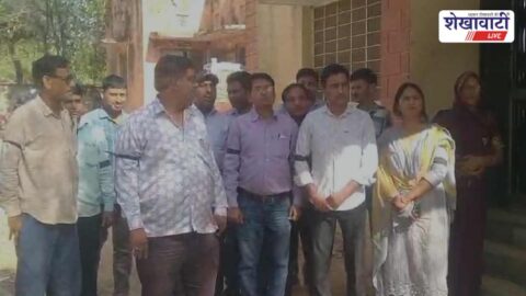 Electricity department employees protest against privatization in Rajaldesar Churu