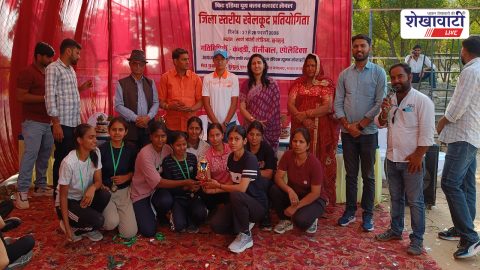 Players competing in district sports event in Jhunjhunu