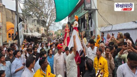 Royal Gangaur procession with traditional attire in Udaipurwati town