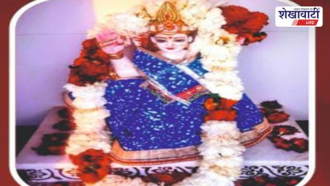 Devotees at newly built Sheetla Mata temple Laxmangarh