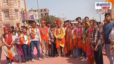 Khatu Shyam police staff walking pilgrimage from Ringas to temple