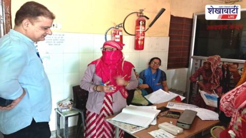 Health officer inspecting neonatal unit and vaccination facilities Sikar