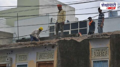 Residents removing encroachment for road widening project in Sikar city
