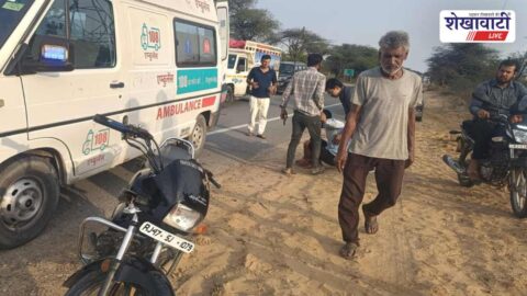 Bike accident after Swift car collision on NH52 Fatehpur