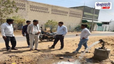 Officials inspecting rural drinking water supply systems in Churu district