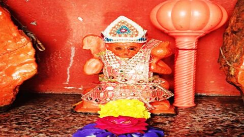 Devotees worship Lord Hanuman temple decorated during Hanuman Jayanti