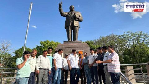 Jhunjhunu Rajesh Bajadh honoured at Ambedkar Park after election win
