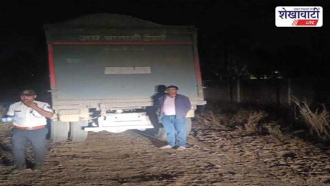 Jhunjhunu traffic police seized overloaded dumper truck night patrol