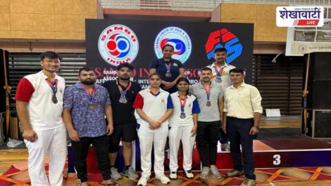 Rajasthan players winning medals at SAMBO National Championship Calicut
