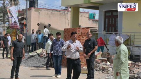 Encroachment removal drive for road widening inspected in Sikar city