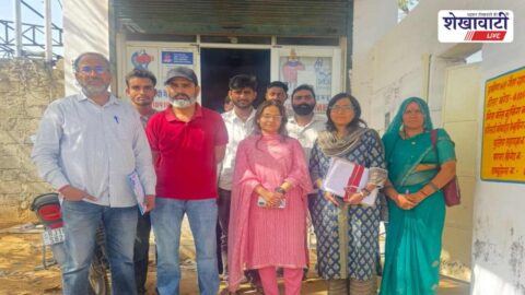 Inspection team checking gas cylinders at rural distributor Sikar