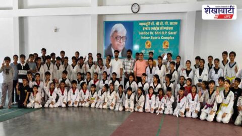 Taekwondo belt test event players performing Ratangarh Churu Rajasthan