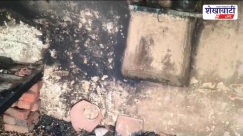 Villagers controlling massive fire at farmer house in Lilki village