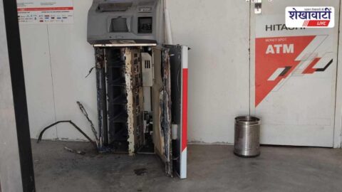 Damaged ATM after gas cutter theft incident in Sadulpur
