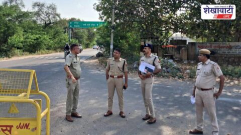 Police inspecting black spots on Jhunjhunu Chirawa Pilani road