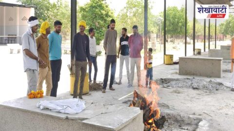 People performing final rites of peacock in Chirawa Rajasthan