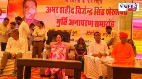 Diya Kumari unveiling martyr statue Khandela Sikar Rajasthan event