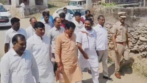 Omprakash Bhadana welcomed by BJP workers in Aloda village