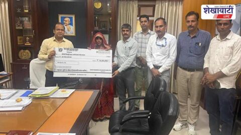 District Collector hands insurance cheque to farmer's family in Sikar