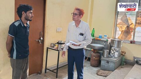 Officials inspecting Annapurna Rasoi centers in Sikar city