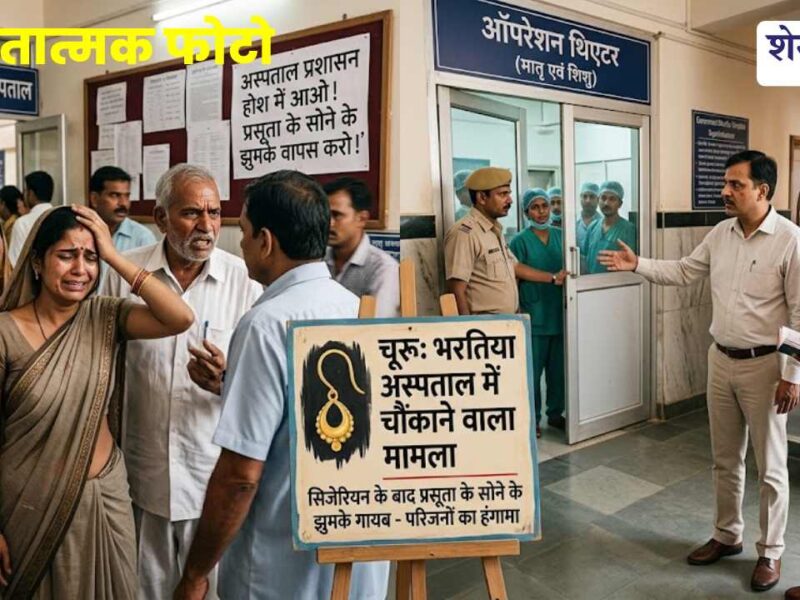 चूरू अस्पताल के ऑपरेशन थिएटर से प्रसूता के सोने के झुमके गायब, मचा हंगामा