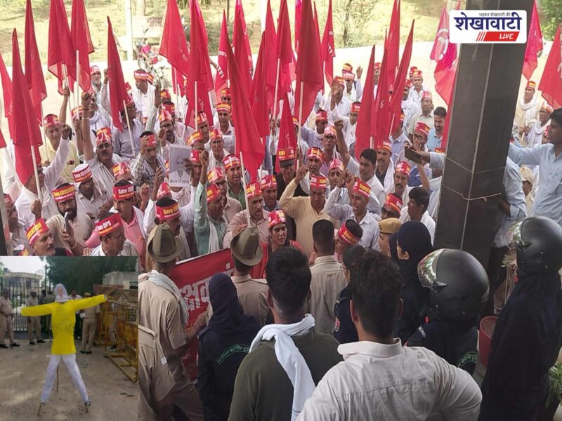 churu-teachers-protest-transfer-policy-effigy-burnt
