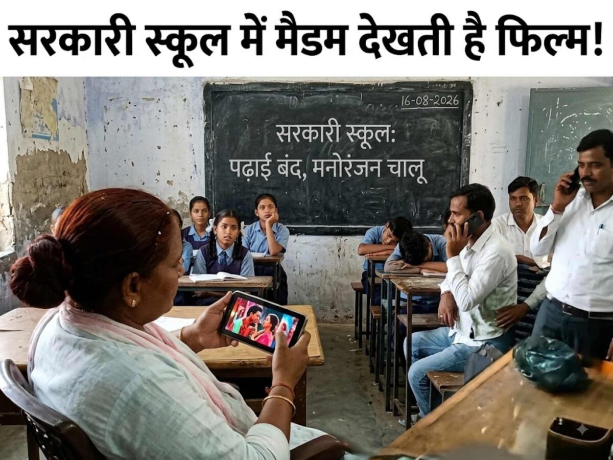 Viral video News : सरकारी स्कूल में मैडम देखती है फिल्म !