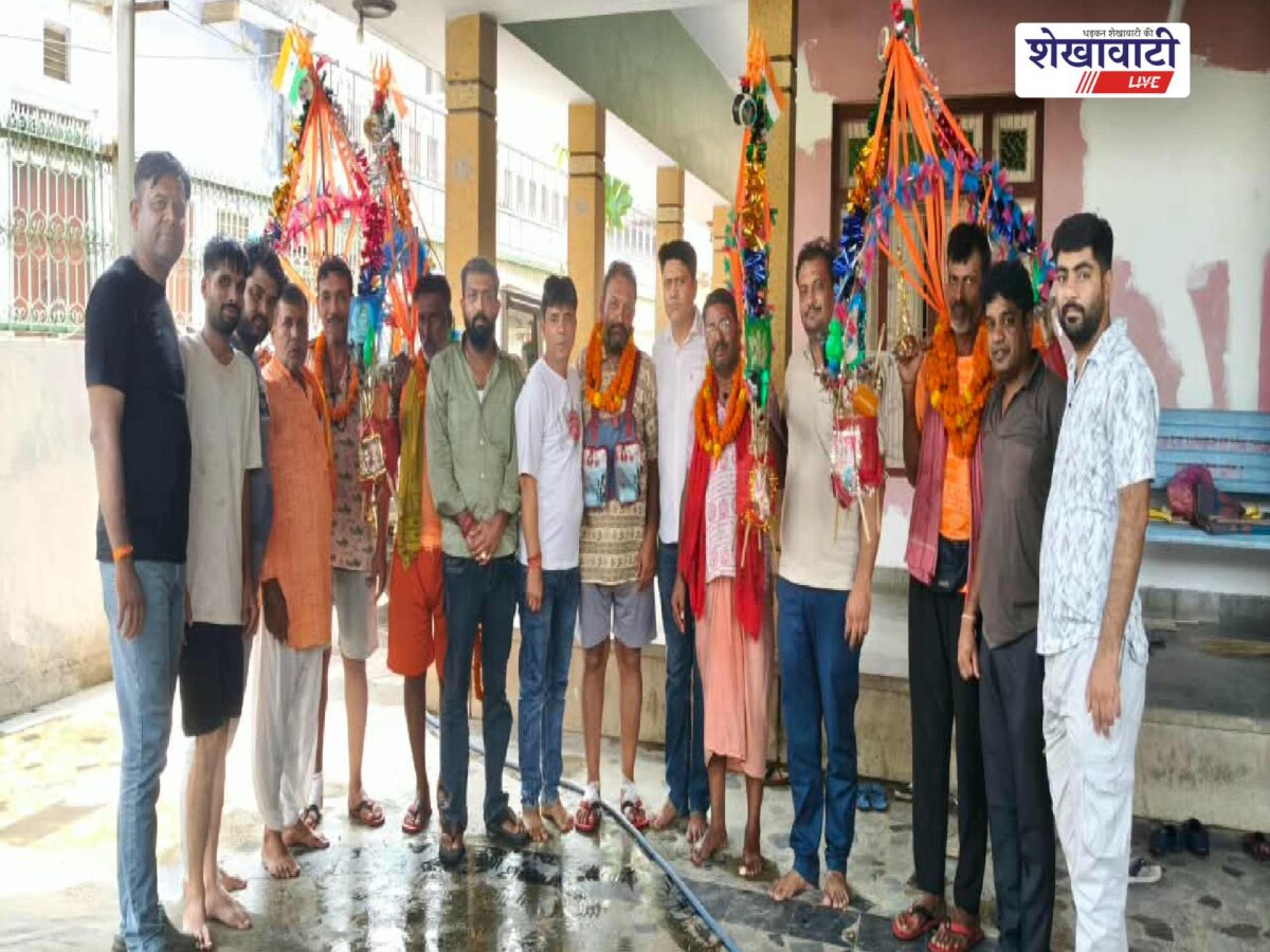 Jhunjhunu News : हरिद्वार से कांवड़ लेकर चिड़ावा पहुंचे शिवभक्तों का स्वागत