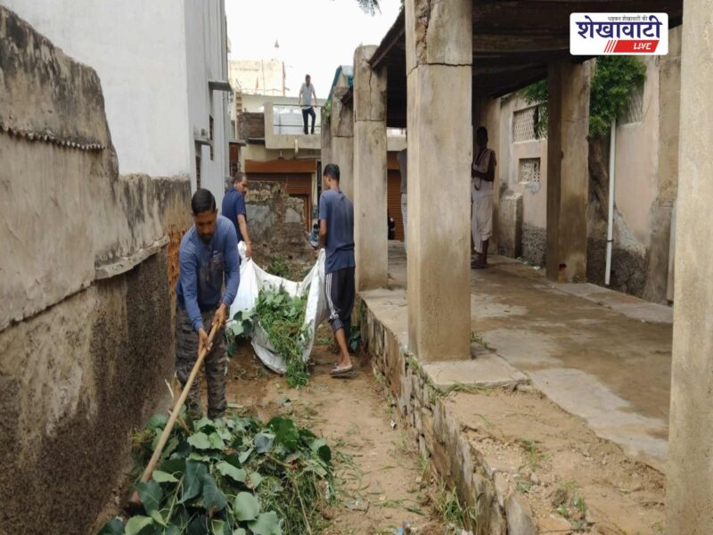 sikar-monsoon-cleanliness-drive-surajpol-vegetable-market-waterlogging