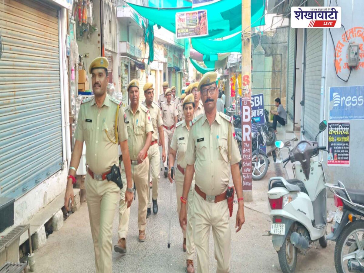 udaipurwati-police-flag-march-municipal-election-warning