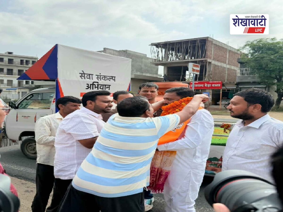 चिड़ावा पहुंची वडनगर-वाराणसी सेवा संकल्प यात्रा, स्वागत