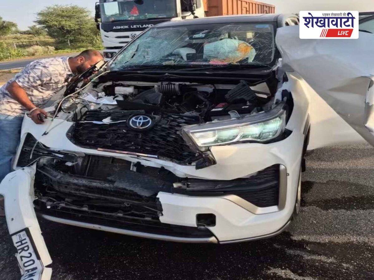 fatehpur-salasar-highway-fortuner-car-accident-cow-driver-injured