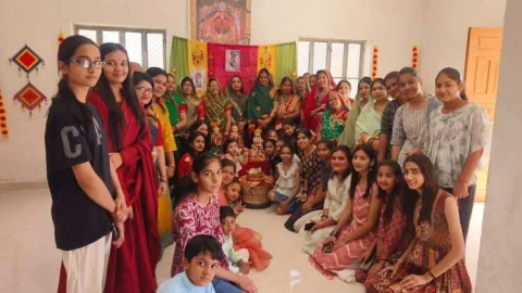 लोसल में गणगौर माता की हल्दी व मेहंदी की रस्म मनाई