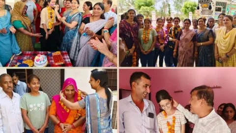 बोर्ड परीक्षा परिणाम में टॉपर रहे विद्यार्थियों की निकाली विजय रैली