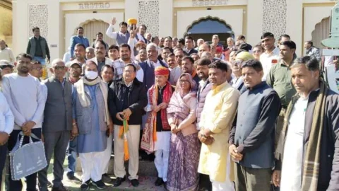 भाजपा प्रदेशाध्यक्ष राठौड़ एवं उपमुख्यमंत्री दिया कुमारी का हुआ स्वागत