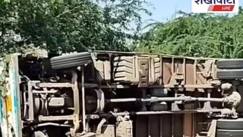 Churu News: गोवंश को बचाते कंटेनर पलटा, चालक घायल