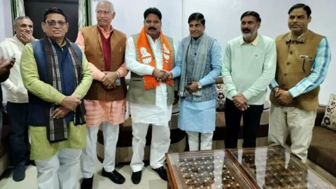 मंत्री विजय चौधरी का भाजपाइयो ने किया स्वागत