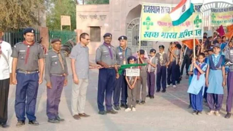 राजस्थान दिवस के अवसर पर स्काउट गाइड ने निकाली जनजागरूकता रैली