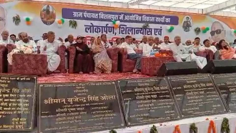 परिवहन मंत्री ओला का ग्राम पंचायत बिशनपुरा में सम्मान समारोह आयोजित