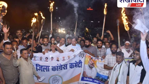 चूरू में कांग्रेस का कैंडल मार्च, वोट चोरी पर विरोध