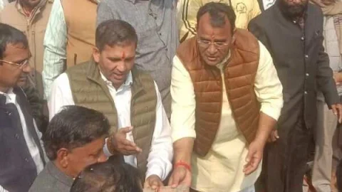 धोद विधायक गोवर्धन वर्मा ने ग्राम बोसाना में नवीन जिला खेल स्टेडियम का किया शिलान्यास