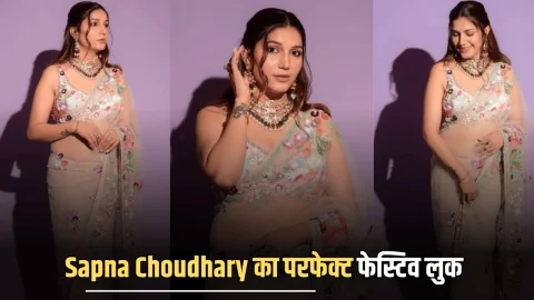 Sapna Choudhary का परफेक्ट फेस्टिव लुक, रॉयल जूलरी संग फ्लोरल साड़ी में इंटरनेट पर तहलका मचा रही है हरियाणवी क्वीन