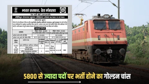 RRB Vacancy 2025: रेलवे में 5800 से ज्यादा पदों पर भर्ती होने का गोल्डन चांस, आज से शरू हुए आवेदन, देखें अन्य जरूरी डिटेल्स