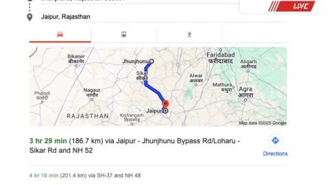 झुंझुनू से जयपुर की दूरी – 2025 के लिए सर्वश्रेष्ठ मार्ग, यात्रा समय और टिप्स