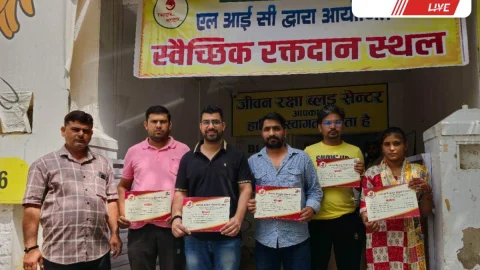 झुंझुनूं में रक्तदान कर दी आतंकी हमले में मारे गये पर्यटकों को श्रद्धांजलि